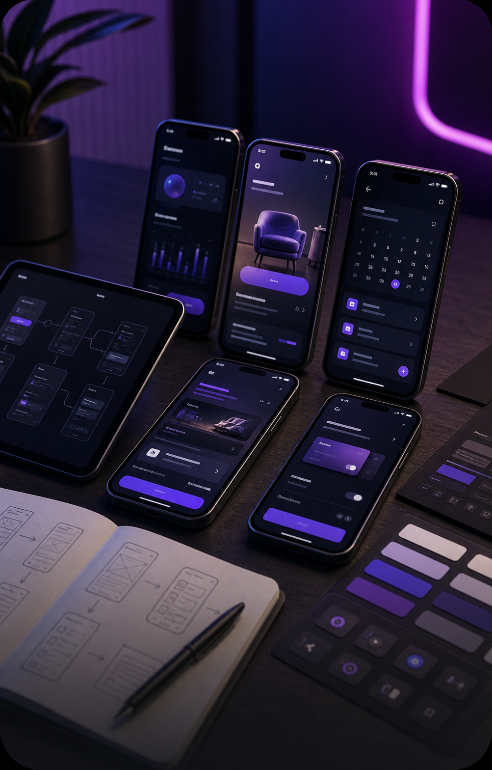 Mobile product interface screens for UI and UX design